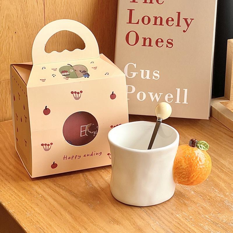 Original Apple Peach Cup Hand-painted Ceramic Mug High Value Couple Cup Niche Birthday Gift