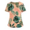 Women's Hawaiian Print V-Neck Double Pocket Short Sleeve Uniform/ Top