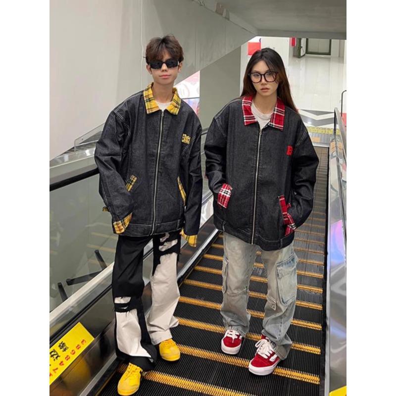 

Girls Retro Style Denim Baseball Jacket for Autumn Extra Large