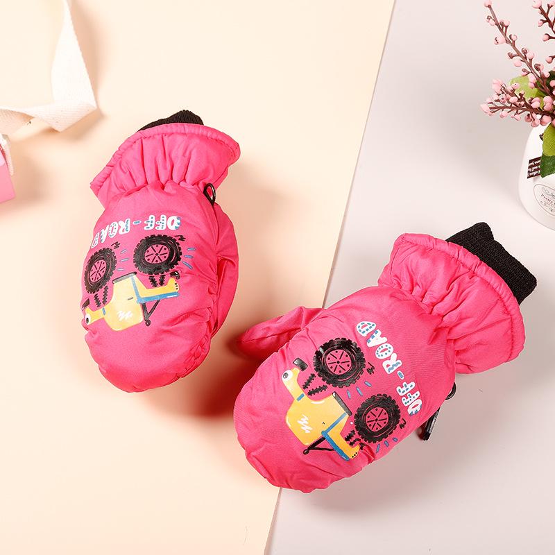 Kids' Cartoon Ski Mittens: Warm, Windproof, Waterproof, for Ages 3-10
