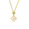 Stylish Korean Four-Leaf Clover Pendant with Micro-Inlaid Zircon and Tassel on a Titanium Steel Clavicle Chain