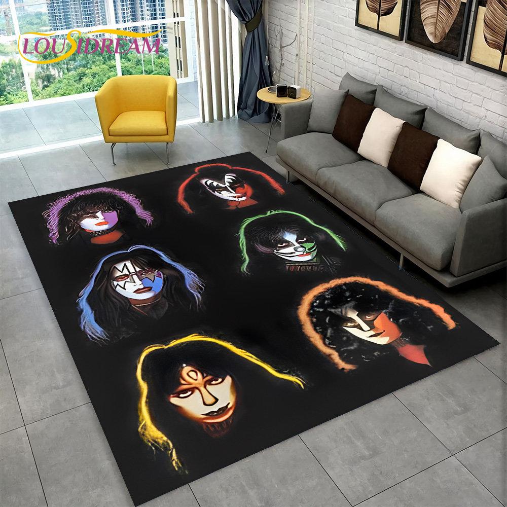 KISS Rock Band Retor Teppich, Teppich für Zuhause, Wohnzimmer, Schlafzimmer, Sofa, Fußmatte, Dekor, Küche, rutschfeste Bodenmatte Alfombra