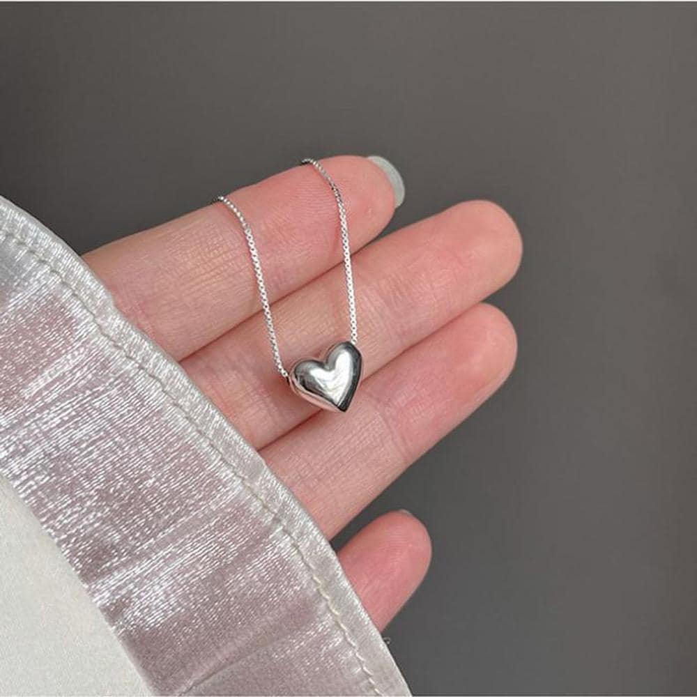 [Onoma] Onm Heart-Heart Snake Chain Silver Necklace (38806826)