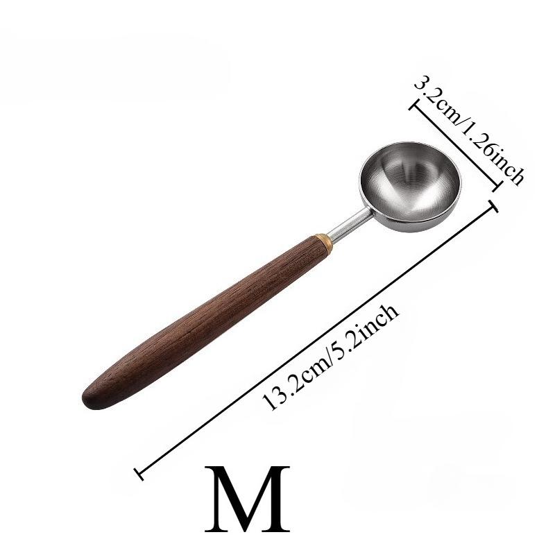 25ml Wooden Handle Stainless Steel Coffee Scoop Tablespoon Measuring Spoon Walnut Wood Long Handle Coffee Spoons Cafe Decoration