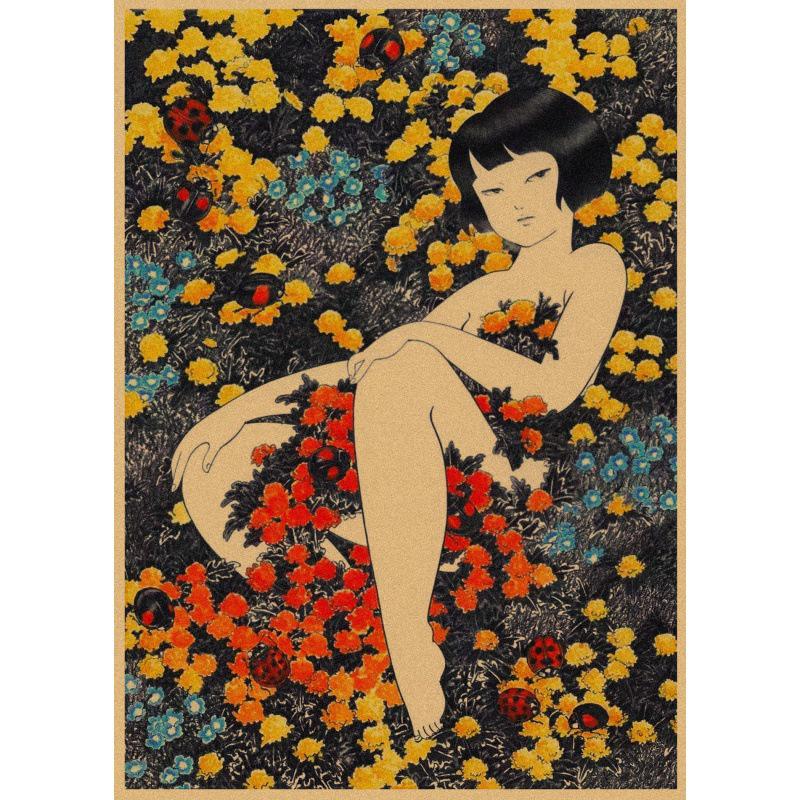 Retro Japanese Girl Poster by Akino Kondo - Free Shipping