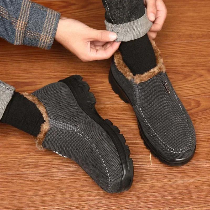 Zapatos Casuales de Felpa de Moda para Hombre Botas de Nieve Clásicas Cómodas Mocasines Cálidos Antideslizantes Zapatos Retro para Hombre Talla Grande 48 2024
