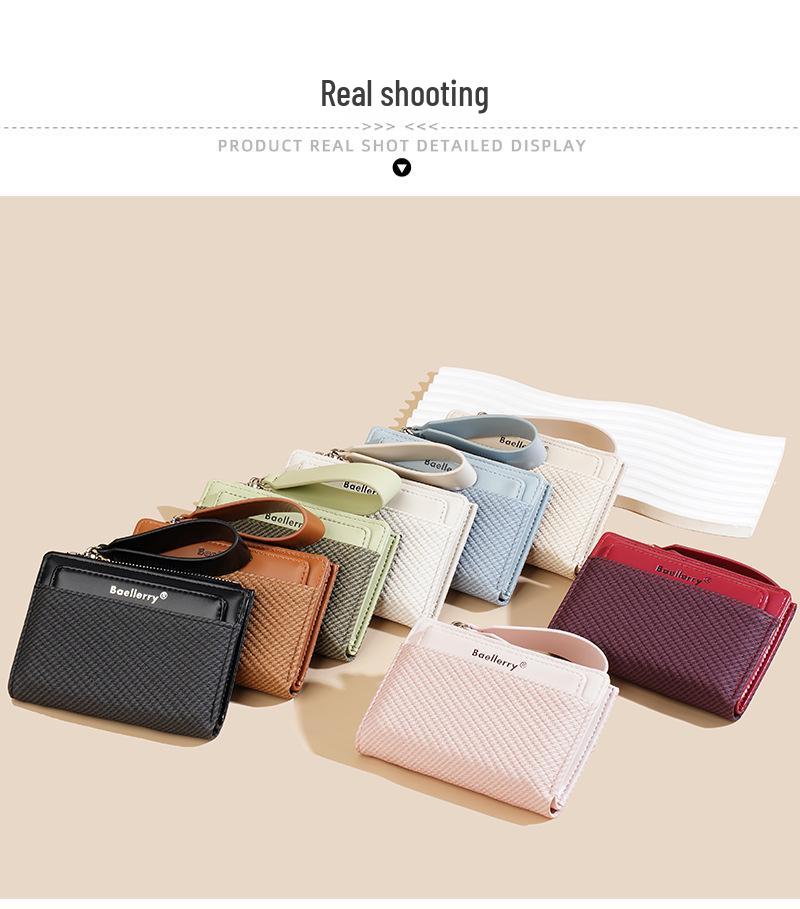 High-End Women's Short Wallet with Wrist Strap - Multiple Card Slots & Fashionable Zipper Coin Purse