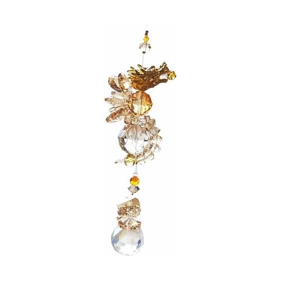 RELIGHT Suncatcher with stand, rising dragon crystal glass feng shui interior (rising dragon gold)