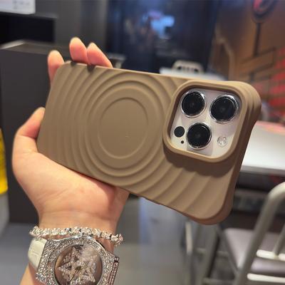 Fashion Wave Ripple Pattern Magsafe Charging Silicon Case for iPhone 15 14 13 12 11 Pro Max Plus Magnetic Shockproof Phone Cover
