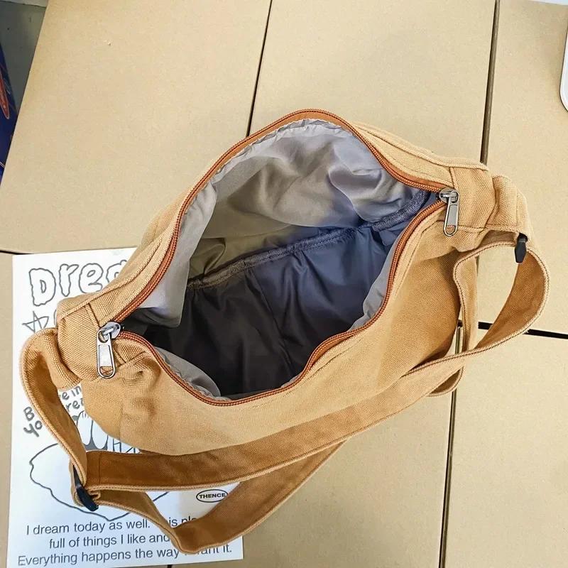 Canvas Bags For Women Vintage Handbags Casual Shoulder Crossbody Bag Eco Bag Korean Messenger Bag Unisex Black Shopper Bag