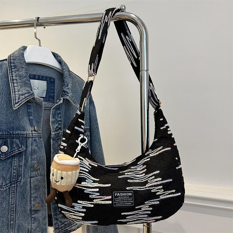 Fashionable Pendant Rainbow Stripes Personalized Large Capacity New Trendy and Fashionable Commuter One-shoulder Crossbody Dumpling Bag