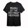 Women's Comfy T-Shirt Mama Birthday Mermaid Tee Short Oversize Cotton Black