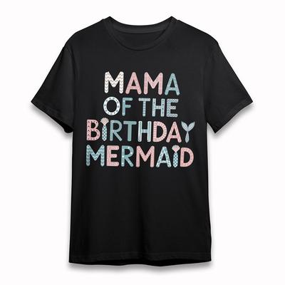 T-shirt Confortable Femme Anniversaire Mama Sirène Manches Courtes Oversize Coton Noir