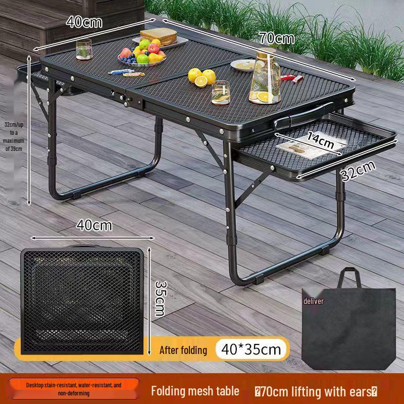 Tavolo da Picnic Pieghevole Portatile in Alluminio per Barbecue e Campeggio