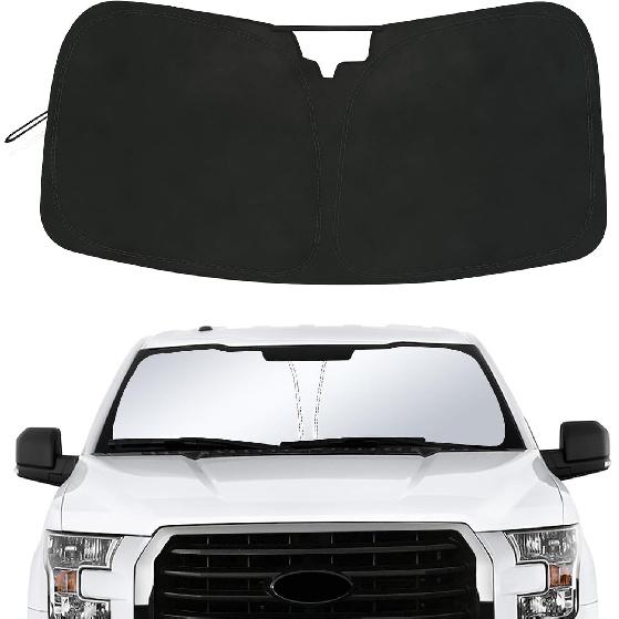 

Windshield Sun Shade for Ford F150 2021-2025 2026, Custom Fit Foldable Front Window Sunshade Sun Visor Protector, Block UV Rays Keep Your Car Cooler Black&Silver-Fits 2015-20