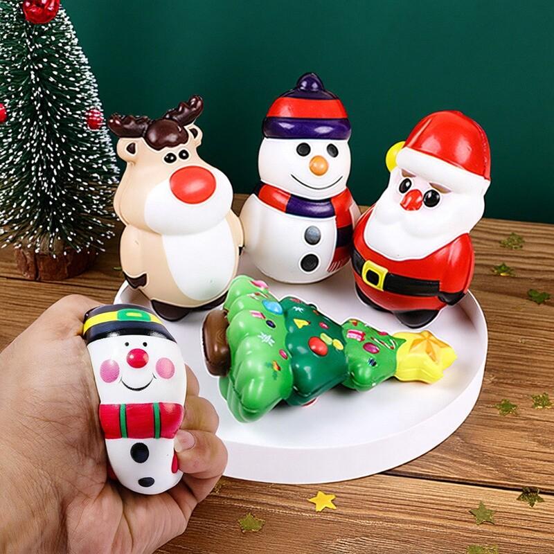 4Pcs Christmas PU Squishy Toy - Santa Claus Reindeer Slow Rebound Anti Stress Reliever Squeeze Doll Christmas Gift For Kids