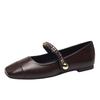 Su Yinyin's same Mary Jane women's shoes 2025 new soft-soled flat-soled square head shallow mouth one-word buckle single shoes W109-2