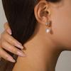 Geometric Style Gold Plated Copper Pearl Drop Earrings For Women Wedding Jewelry