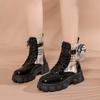 Martin Boots für Damen 2024 Neu Europäisch und Amerikanisch Plus Print Kleine Ledertasche Schwammkuchen Dicke Sohle Schnürstiefel Kurzer Schaft Damenstiefel