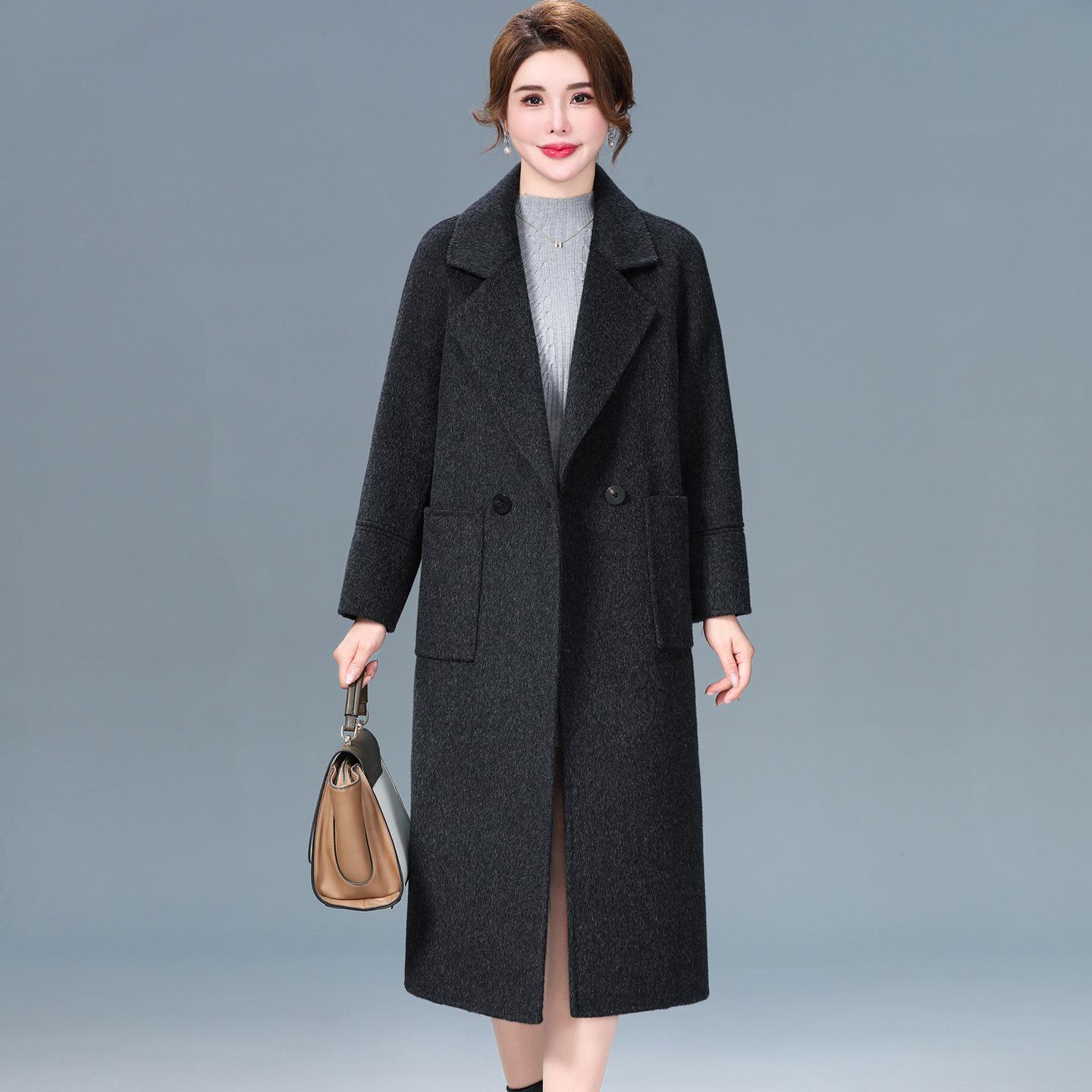 

Женское кашемировое пальто средней длины двустороннее - 2025 Осень/Зима Высококачественная шерстяная одежда с темпераментом 4XL (recommended 145-160 lbs)