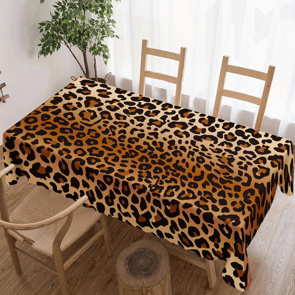 Rechthoekige Tafelkleed met Luipaardprint voor Tafeldecoratie Keuken Eetkamer Waterdicht Herbruikbaar Tafelkleed voor Tafels Feest Picknick 140x200cm