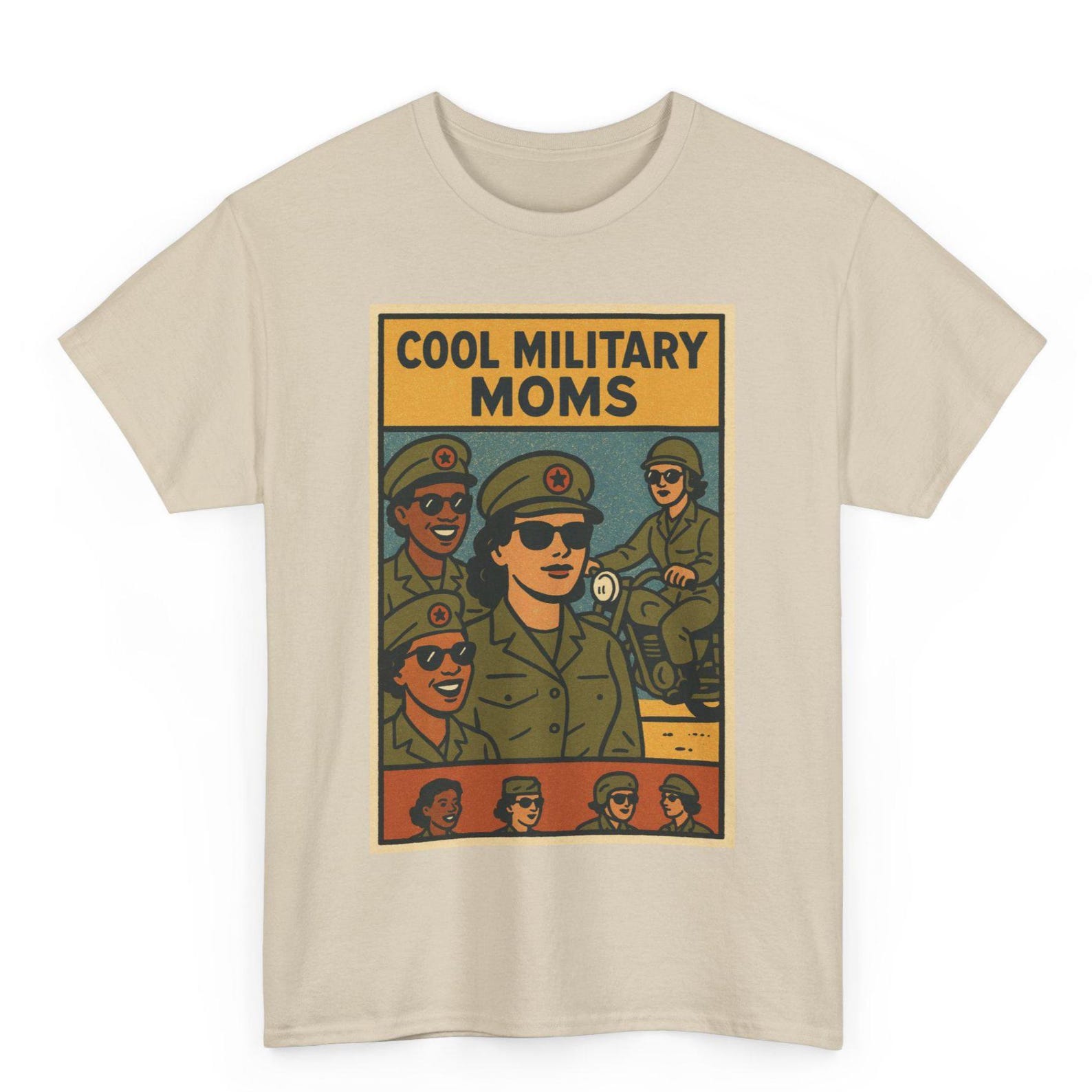 Military Mom T-Shirt: Retro Comic Hero Graphic, Patriotic Gift S