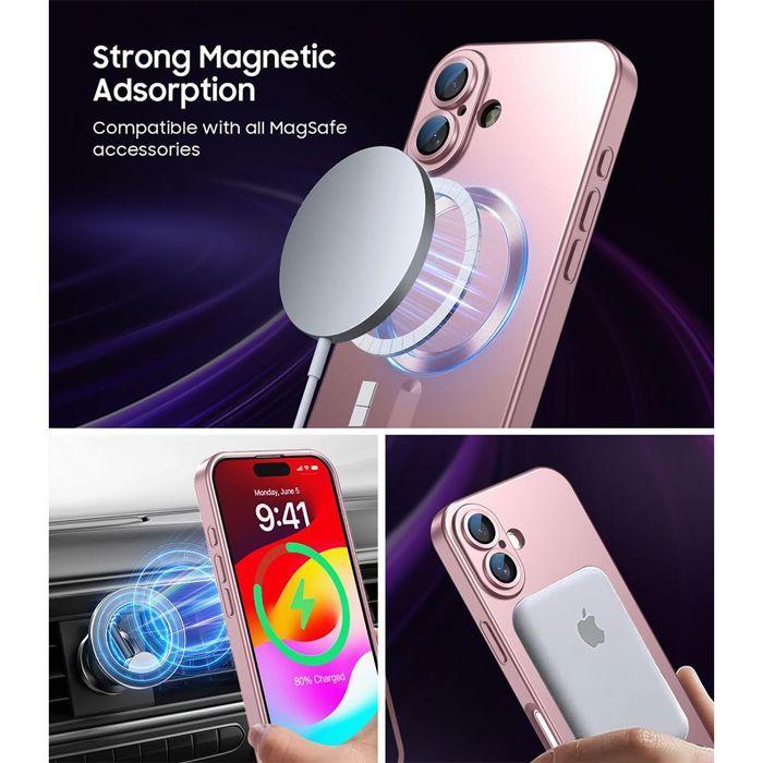 Coque de Protection - E.F.Connection - iPhone 17 Pro - avec Cercle Magnétique Rose - 2 Verre Trempé
