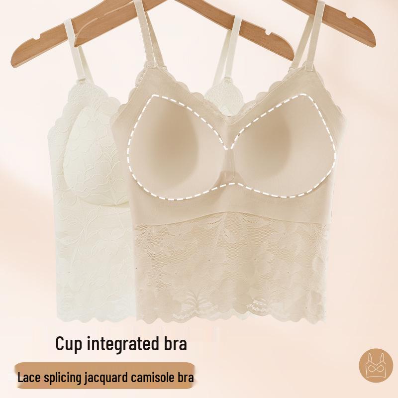 Women's French Lace Camisole Top with Built-in Padding, Side Shaping, Slimming, Bodycon, Inner/Outer Wear, and Stylish Back