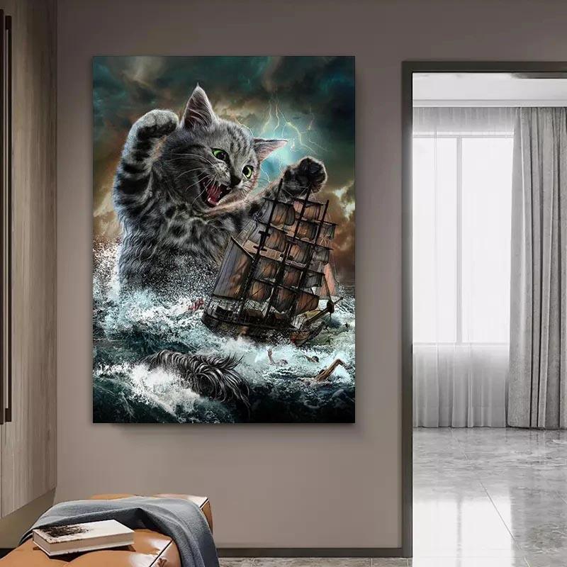 Abstract Art Cute Myanmar Cat Posters and Prints Canvas Paintings Wall Art Pictures for Bedrooms Living Home Decoration