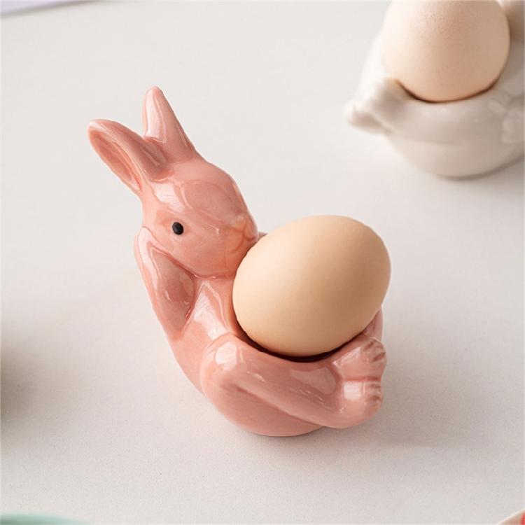 Cute Rabbit Shaped Eggs Cup Holder Display Stand Hard Boiled Eggs Holder Tray