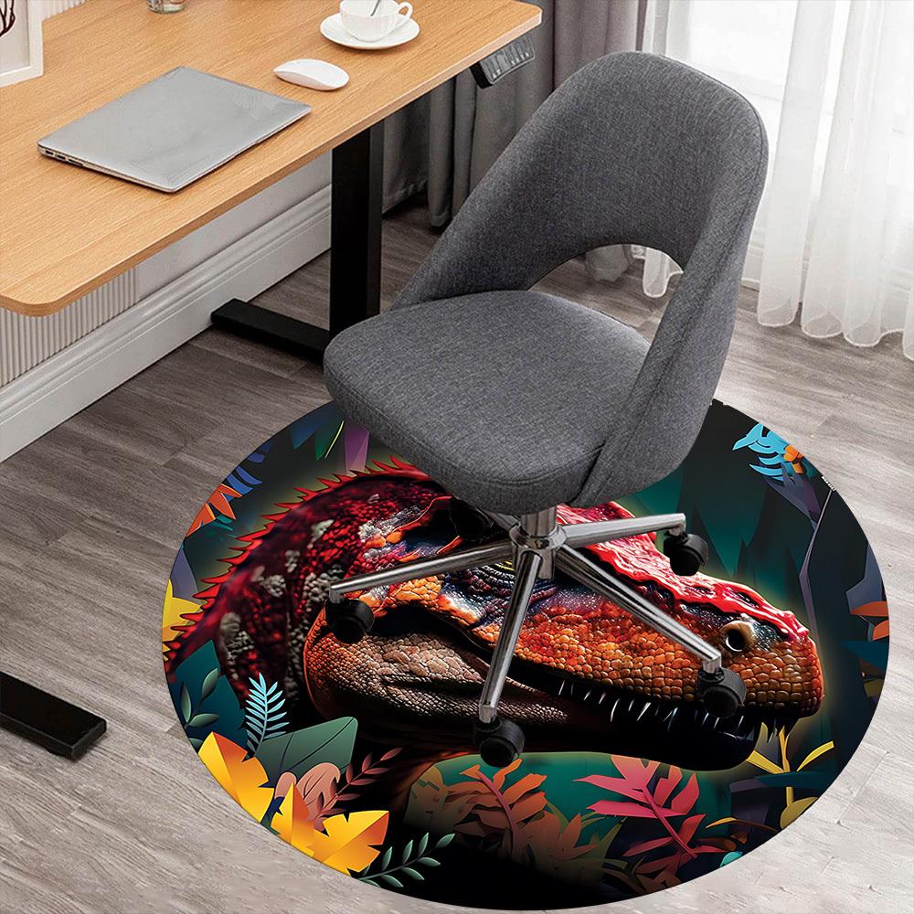 1pc dinosaur jungle Round Chair mat Area Rug - Non-Slip, Floor Mat for Office, Bedroom, and Indoor Decor c1125091