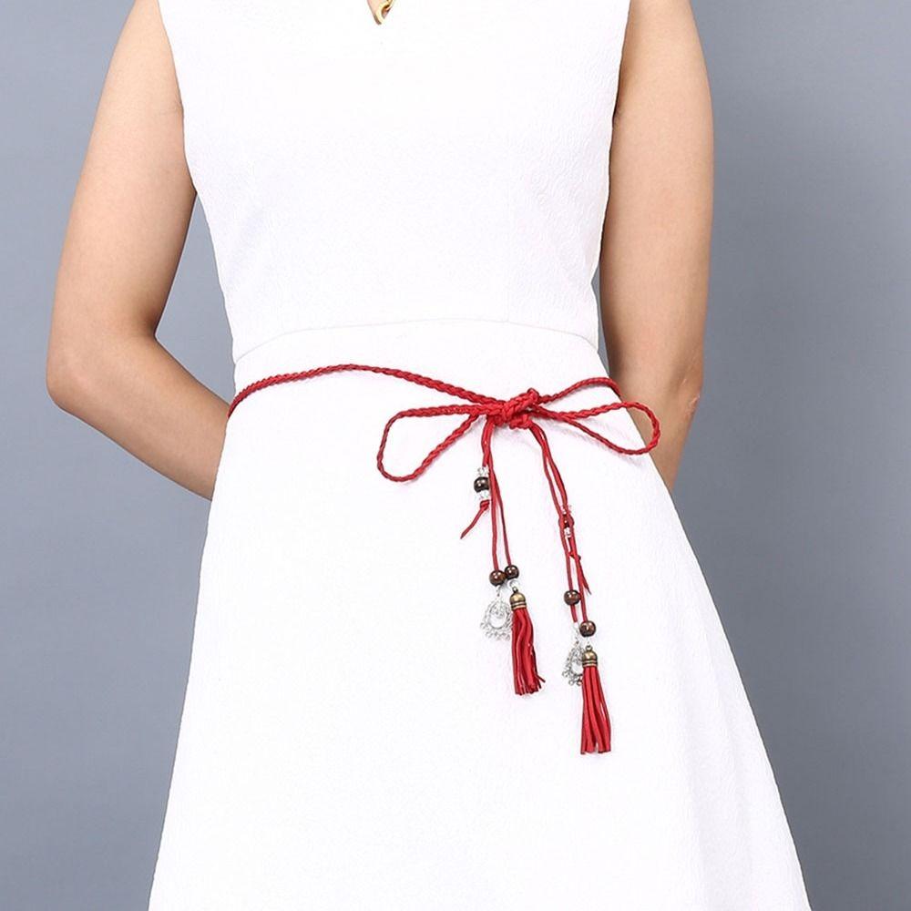 

Boho Style Woven Rope Knot Decorated Waistband Braided Belt Waist Rope Tassles Belts Waist Chain