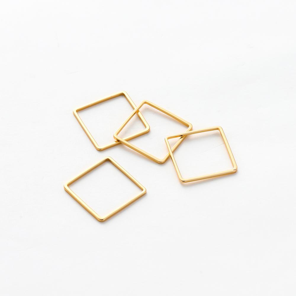 10Pcs 14K/18K Gold Color Plated Brass 20mm Square Hoops Earring Wires Connectors Closed Rings for DIY Jewelry Making Supplies