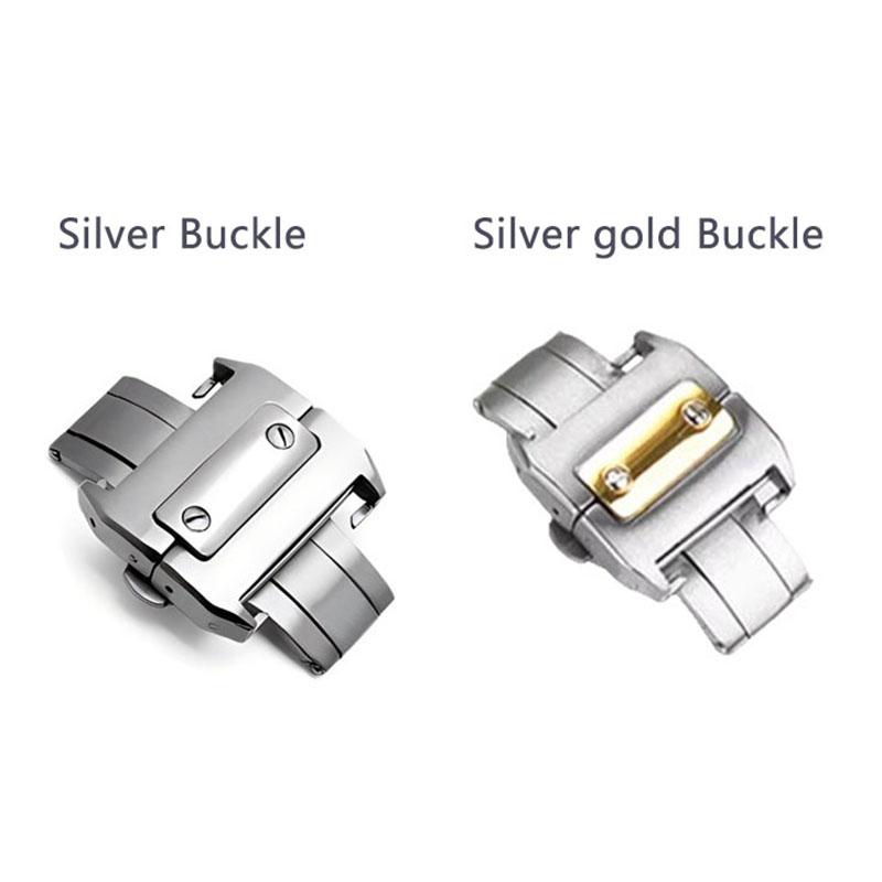 20mm 23mm Kundenspezifisches FKM-Gummiarmband für Cartier Santos Neues Fluorkautschuk-Uhrenarmband Tank SANTOS 100 Uhrenarmband mit Lederunterseite