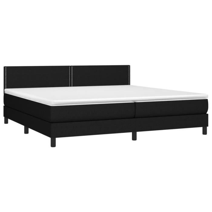 3140003 vidaXL Lit à sommier tapissier avec matelas Noir 200x200 cm Tissu