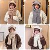 1Pc Cute Bear Ear Hat Scarf Gloves 3-In-1 Winter Warm Hedging Cap Women Windproof Plush Hat Scarf