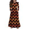 Girls' Tiered Ruffle Dress Halloween Day - Long Sleeve Printed Maxi With Pockets