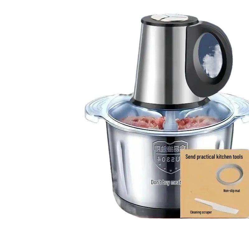 Stainless Steel Electric Meat Grinder & Dough Kneader - Multi-functional Kitchen Appliance for Garlic Paste & Chili