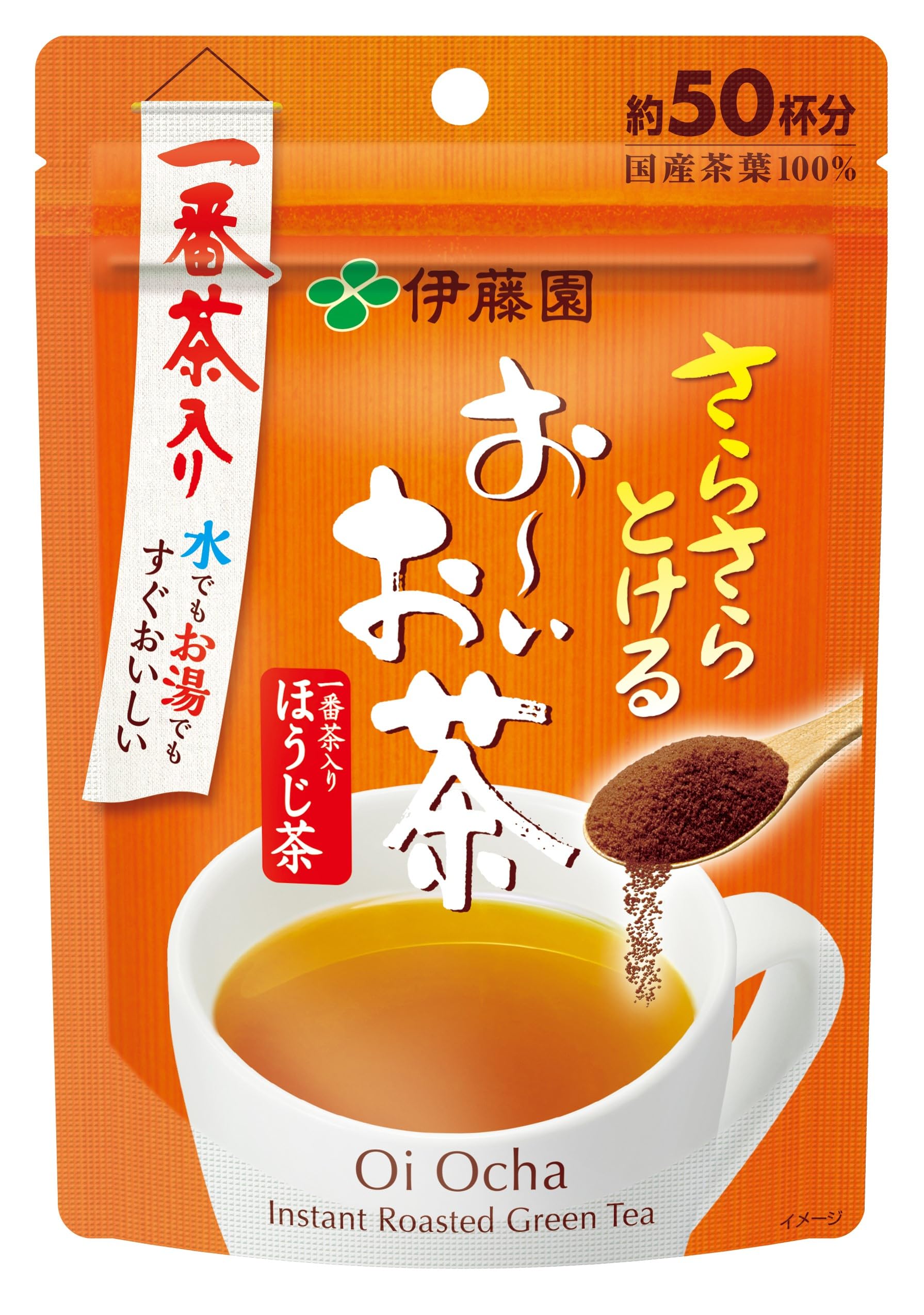 Itoen Oi Ocha Roasted Green Tea Bag Powder, 40g, Zip-Closed