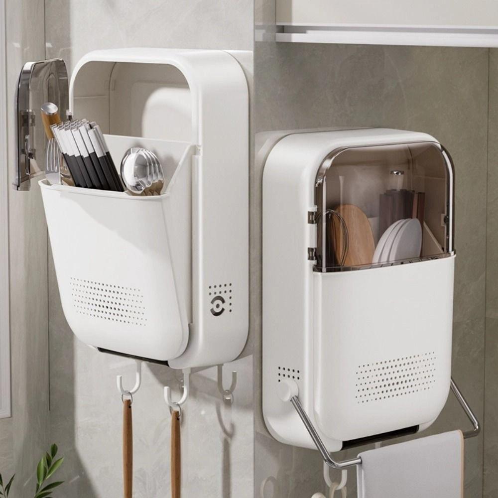 Dustproof Design Flip Top Chopstick Storage Kitchen Wall Mounted Storage Box  Home Storage