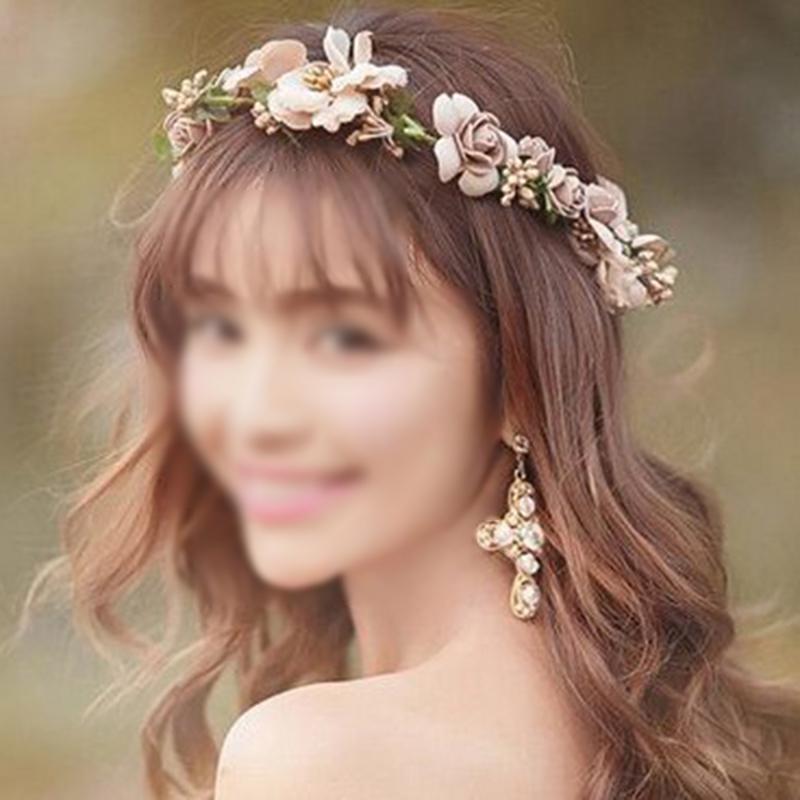 Bride Wedding Headband Boho Floral Headdress Flower Hairband Beach Party Crown