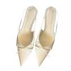 Elegant height increase and thinness 2025 new nude pointed bow light mouth high heels women's spring empty sandals