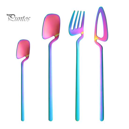 

Набор столовых приборов из 4 предметов из нержавеющей стали с эргономичным дизайном ручек, устойчивый к ржавчине, набор столовых приборов с зеркальной полировкой для домашней кухни