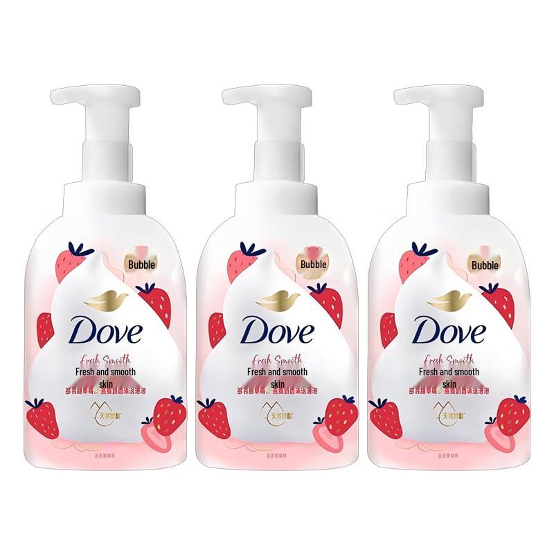 Dove Sweet Strawberry & Oat Milk Scented Bath Foam (3 x 400g)