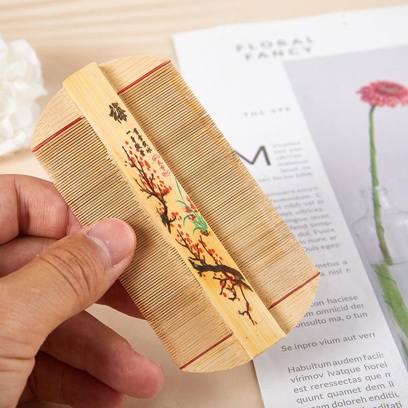 Chiński Tradycyjny Bambusowy Grzebień Ręcznie Robiony Grzebień Usuwa Swędzenie Skrobanie Głowy Grzebienie na Pchły Wszy Narzędzie do Pielęgnacji Włosów Akcesoria Upiększające