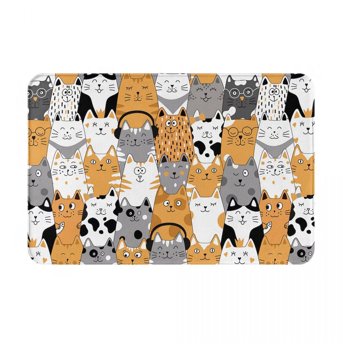 Schattig Katje Kat Patroon Antislip Deurmat Vloermat Wasbaar Tapijt Kleed voor Keuken Entree Huis Balkon Voetmat Matten 60x40 cm