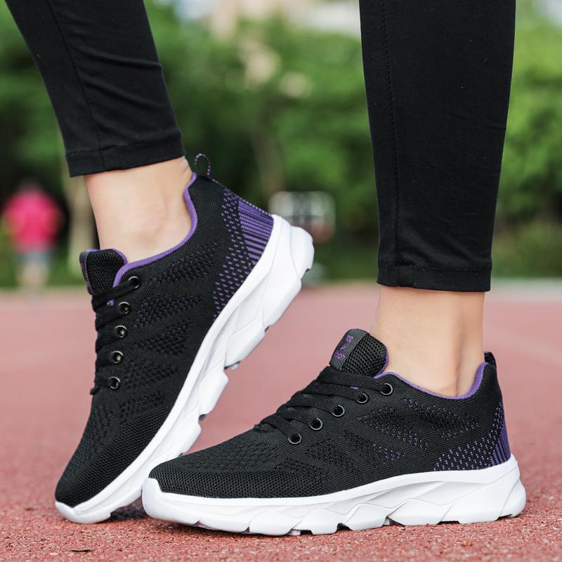 35-42 Spring/autumn Women's Flying Woven Breathable Super Light Stuffed Sports Shoes Large Size Ultra -light Stool Women's Sports Shoes