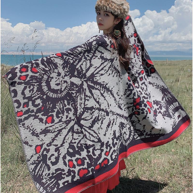 Women Shawl Wraps MODERN NEW SAGA Wool Scarf Knitted Cardigan Wool Stoles Autumn Winter Female Shawls Knit Tippet