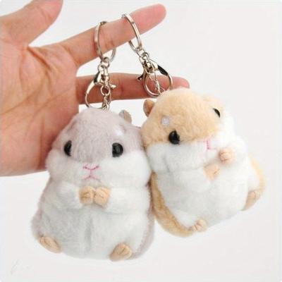 Kawaii Cute Soft Hamster Keyrings Keychains Faux Rabbit Fur Pompom Fluffy Trinkets Car Handbag Pendant Key Chian Ring Holder