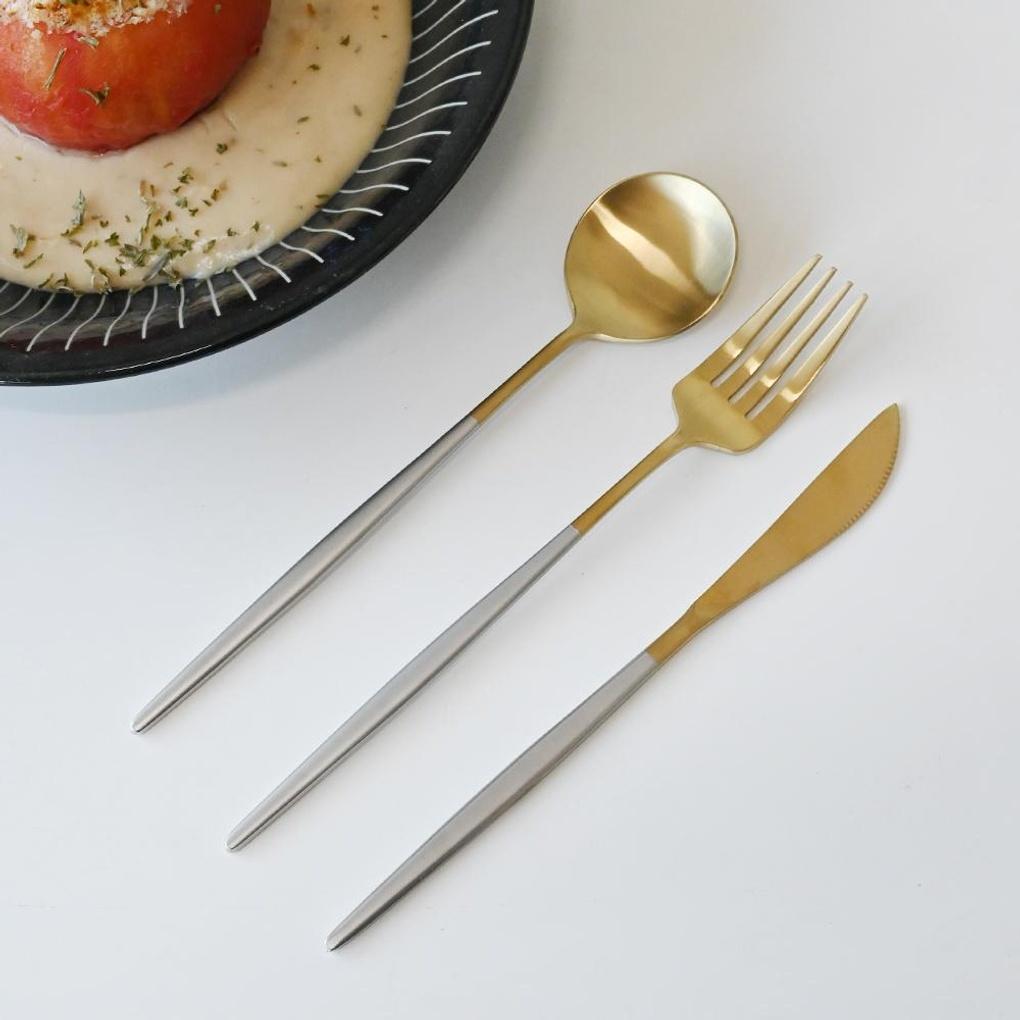 Abella Mattierter Edelstahl Dessertgabel Zweifarbig